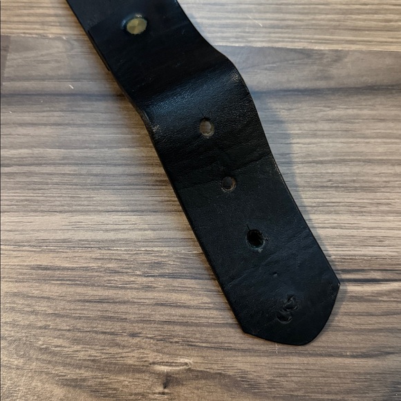 Isaiah Kincaid Vintage Brass Toggle Leather Black Adjustable Belt 32-34 USA - Picture 12 of 14